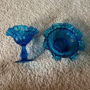 Fenton glass bowl and goblet